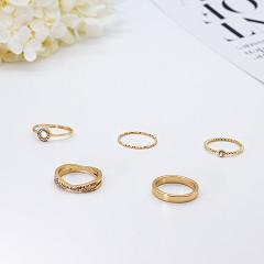 anéis da joia da forma de Moissanite do ouro de Ring Set Hug Adjustable Alloy do casamento do titânio 5pcs
