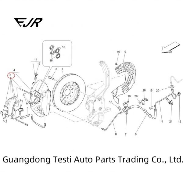 Maserati Quattroporte VI Chapas de travão dianteiras para instalação de automóveis OEM 980156041 673012431