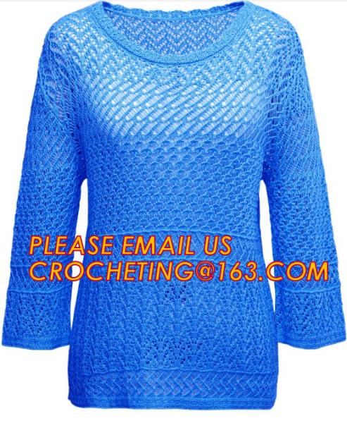 Long Sleeve Casual Hollow Pointelle Knit Pullover Women Spring Sweater