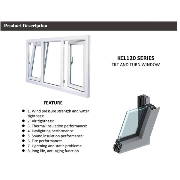 Double Glass Aluminium Tilt And Turn Windows , Inswing Casement Window