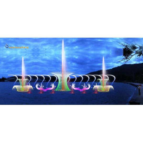 Water spray nozzles laser floating lake fountain control system