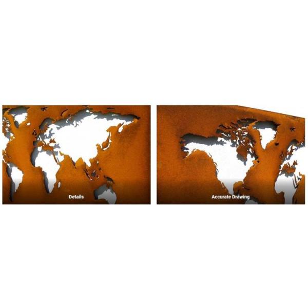 Искусство стены карты мира металла Corten комнаты прожития спальни украшения ржавое