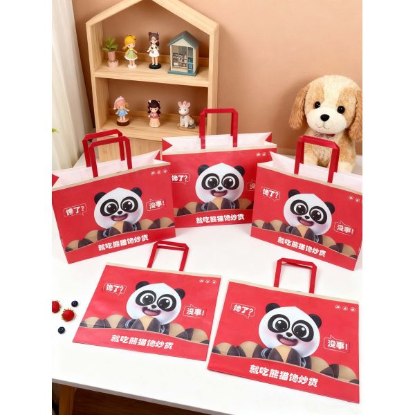 Custom Disposable Kraft Paper Twisted  Handle  Bag Printing MOQ 50000 Pieces