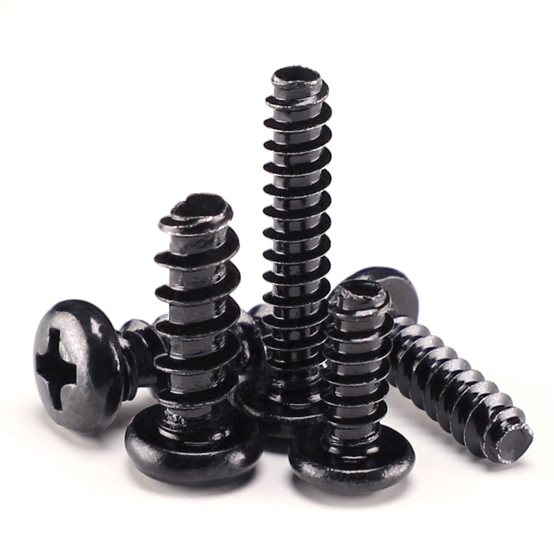 304 black zinc-plated bolts PB factory customized round head cross groove flat tail self-tapping screws toy screws m1/m2