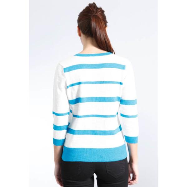 Stripe Slub Yarn Knit Cardigan Sweater 100 Cotton Material Careful Washing
