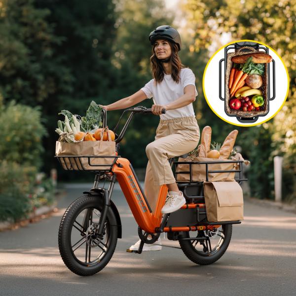 Heavy Duty Cargo Fat Tire Electric Bike for Delivery and Transport  with Strong Rear Rack and Basket