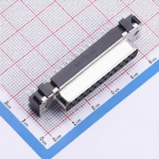 Robust female D Sub connector Harting 09663516512 with wave soldering termination and 4 40 UNC thread fixing flange