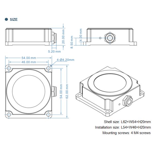 TL725P-CAN2.0A/B IMU GIROSCOPIO PARA MAQUINARIA AGRÍCOLA SALIDA CAN2.0A/B OPCIONAL
