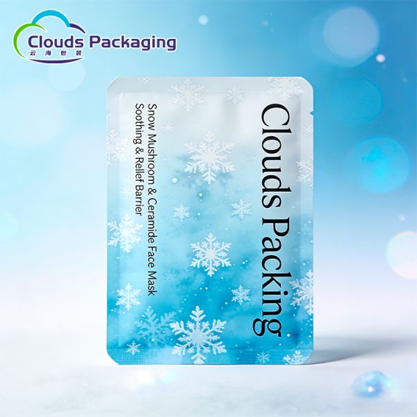Custom Face Mask Pouch Heat Seal Packaging Bag for Cosmetic Packaging High Barrier Soft Foil Three Side Seal Bag