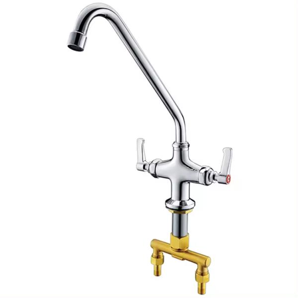 Wall Mounted Brass Mixer Tap Kitchen Faucet Hot Cold Water Mixer for Commercial Kitchen