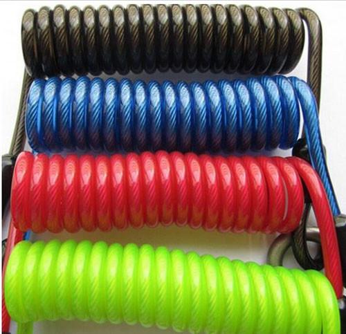 Big Stronger and Durable Transparent Blue Long Wire Steel Coiled Lanyard Leash w/Stainless Steel Carabiners