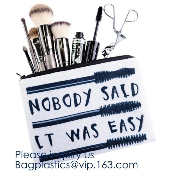 White Canvas Makeup Cosmetic Bag - Pouch Zipper Bag Organizer,Makeup Bag Cosmetic Pouch Blank Zipper Bag, BAGEASE PACK