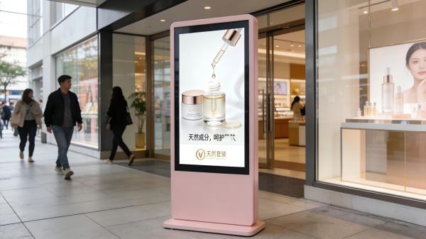 Outdoor Floor Standing Digital Signage with 2000 cd/m² Brightness, IP55 Protection Rating, and Android 11 Motherboard