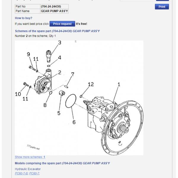 Bomba de engranaje HPV95 del excavador 704-24-24430 de Belparts para PC60-7 PC75