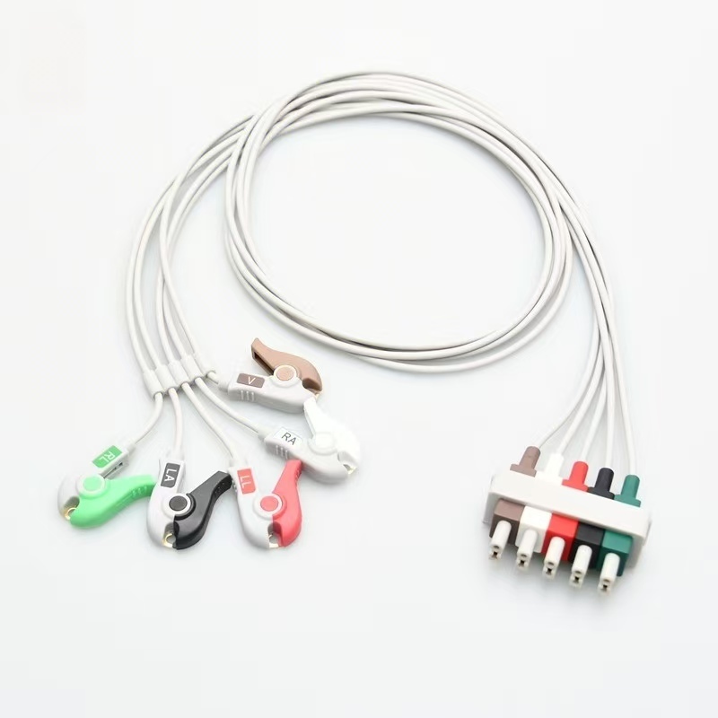 5 Lead ECG Cables And Leadwires Alligator Clip ECG Cable 0.9m Compatible With HP M1605A