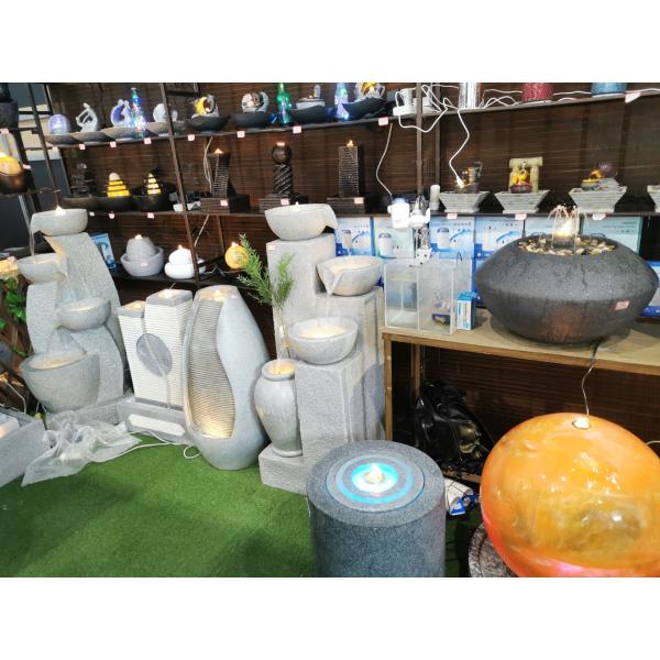 Lighted Classcial Four Pots Sandstone Water Fountain