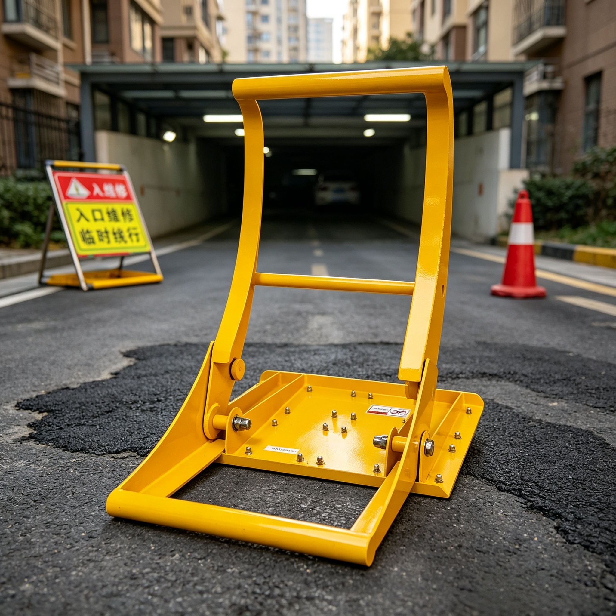 Lightweight Foldable Vehicle Security Barrier with Electrostatic Spraying for Urban Road Safety