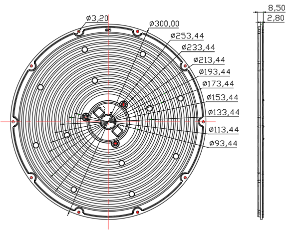 300мм Круглая форма светодиодные оптические линзы 120 градусов угла луча ПК Пластиковые светодиодные линзы для освещения промышленных площадей