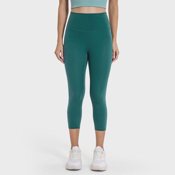 7/8 High Waisted Yoga Leggings Tummy Control Moisture Wicking Mint Green
