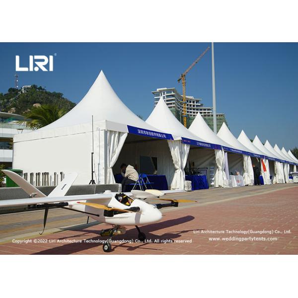 China Liri High Peak Pagoda Party Tent White Color For Trade Shows