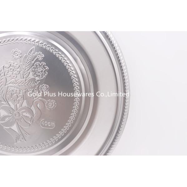 70cm Stainless Steel Round Tray Muslim Flower Pattern Fruit Plate