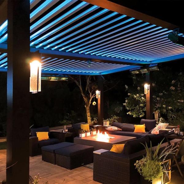 Motorized Pergola Roof  Electric Aluminum Louvered Pergola Waterproof Garden