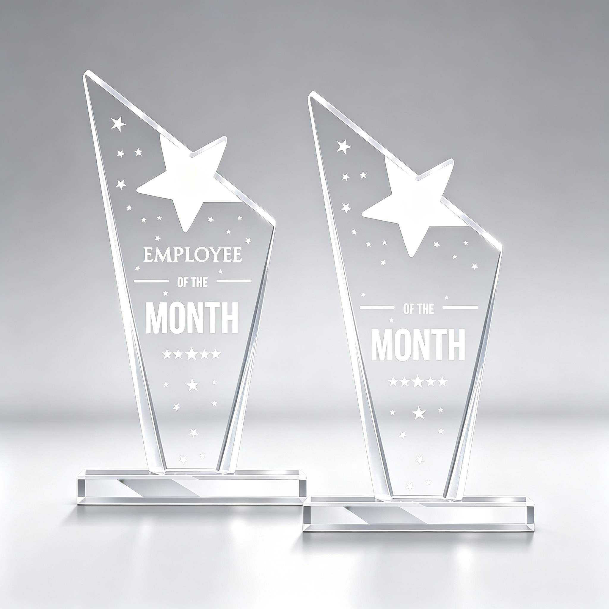 Custom Acrylic Trophy & Award Plaque, Clear Acrylic Recognition Award, Multiple Shapes, Custom Engraving & Logo