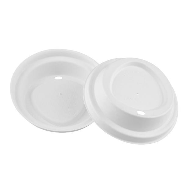 Biodegradable Raw Recyclable Cup Cover Natural Bagasse Sugarcane Pulp Flat Dessert Compostable Lid For Paper Cup Lid Mak