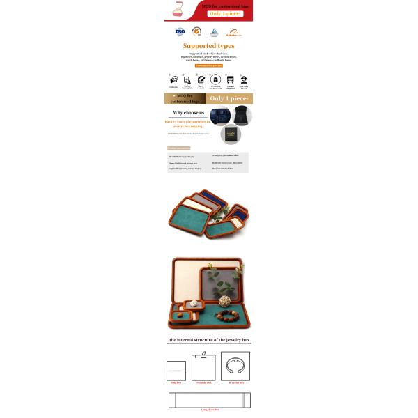 Muchos colores de revestimiento de madera sólida joyería de exhibición bandeja para el anillo de la pulsera del colgante exposición