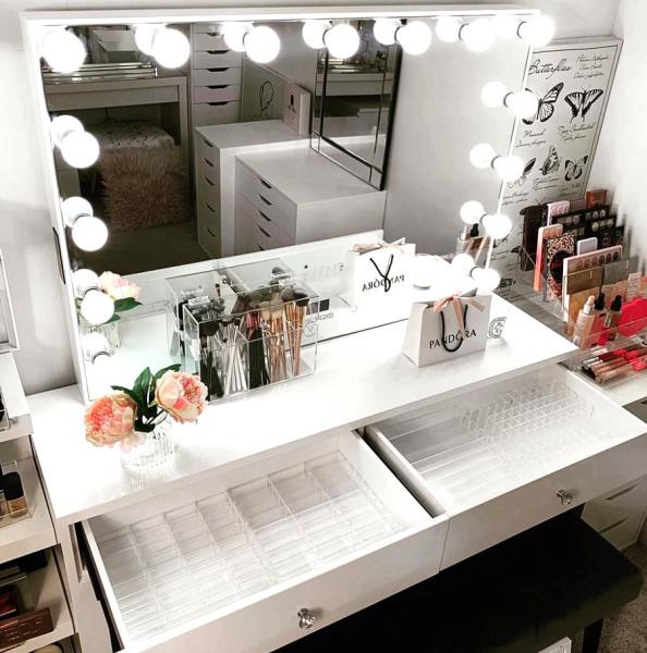 Customized Hollywood Dressing Table Mirrored Desk For Bedroom
