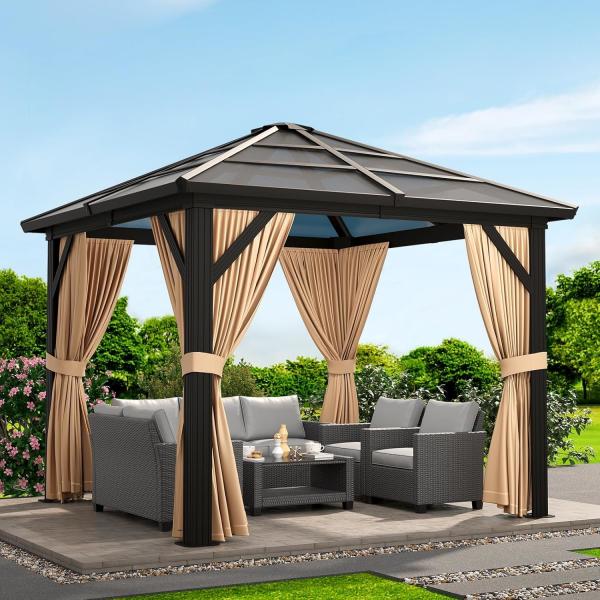 Double-layer Polycarbonate Roof Type Garden Hardtop Gazebo Fine Workmanship and Strength 's Top Seller