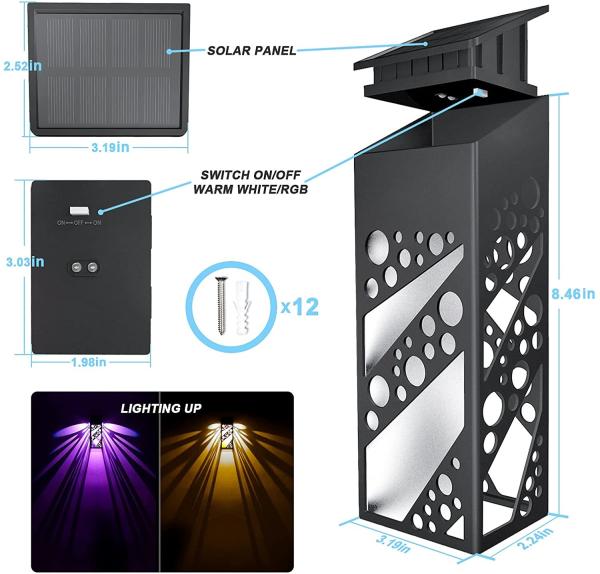 Jardim impermeável 280mA da luz de Led Solar Wall da cerca para a decoração