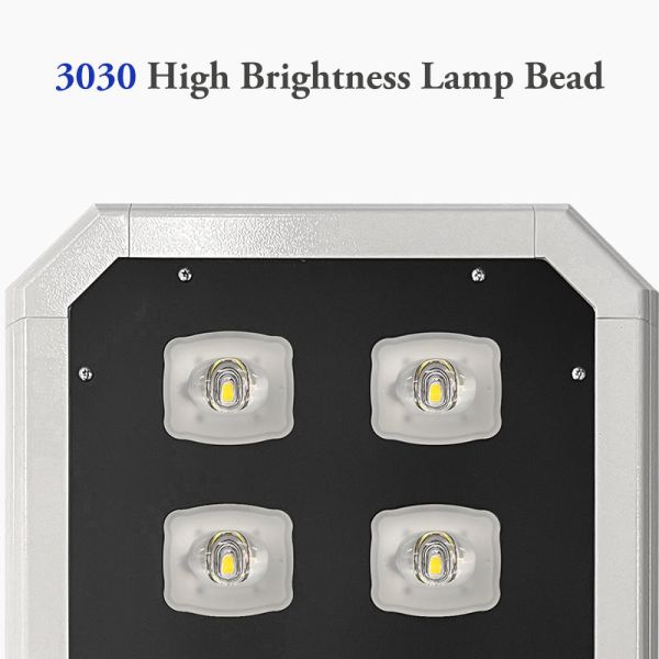 Solar Street Lights with solar panels and integrated battery system providing illumination for streets parks and pathways