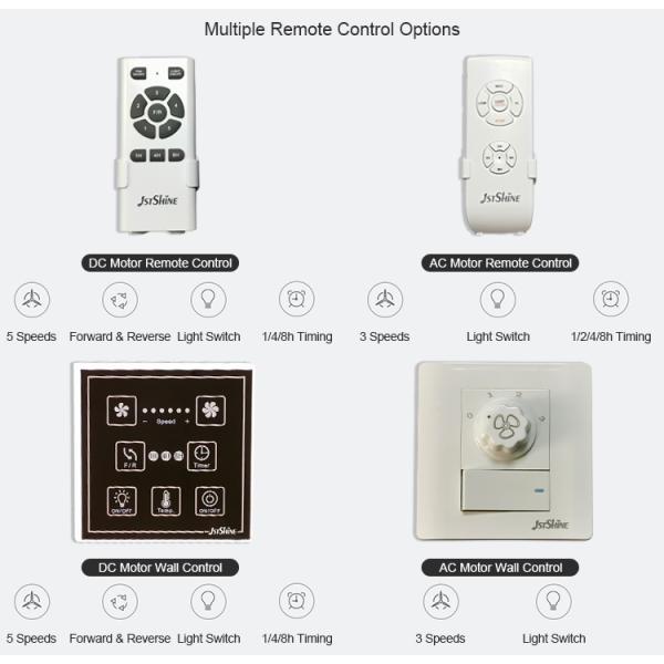 1stshine 64/84/100 Inch DC Motor 6 Blades Ceiling Fan Light Branco/Negro/OEM com 10-