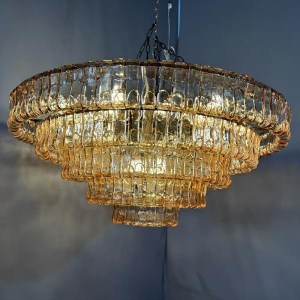 JYLIGHTING French Light Luxury Retro Glass Chandelier Living Room Hotel Bedroom Restaurant Multi Layer Round Glass Pendant Light