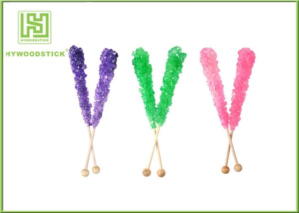 Rainbow Sugar Candy Sticks , 120mm Rock Candy Wooden Sticks For Coffee Milk