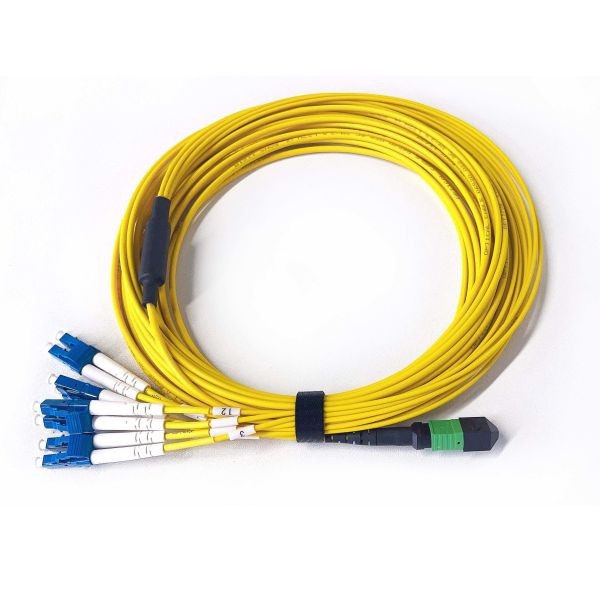 Single Mode 8fibers APC MPO-8 MTP-8 To LC Duplex Fiber Optical Break-out Patch Cable Polarity Method A B C