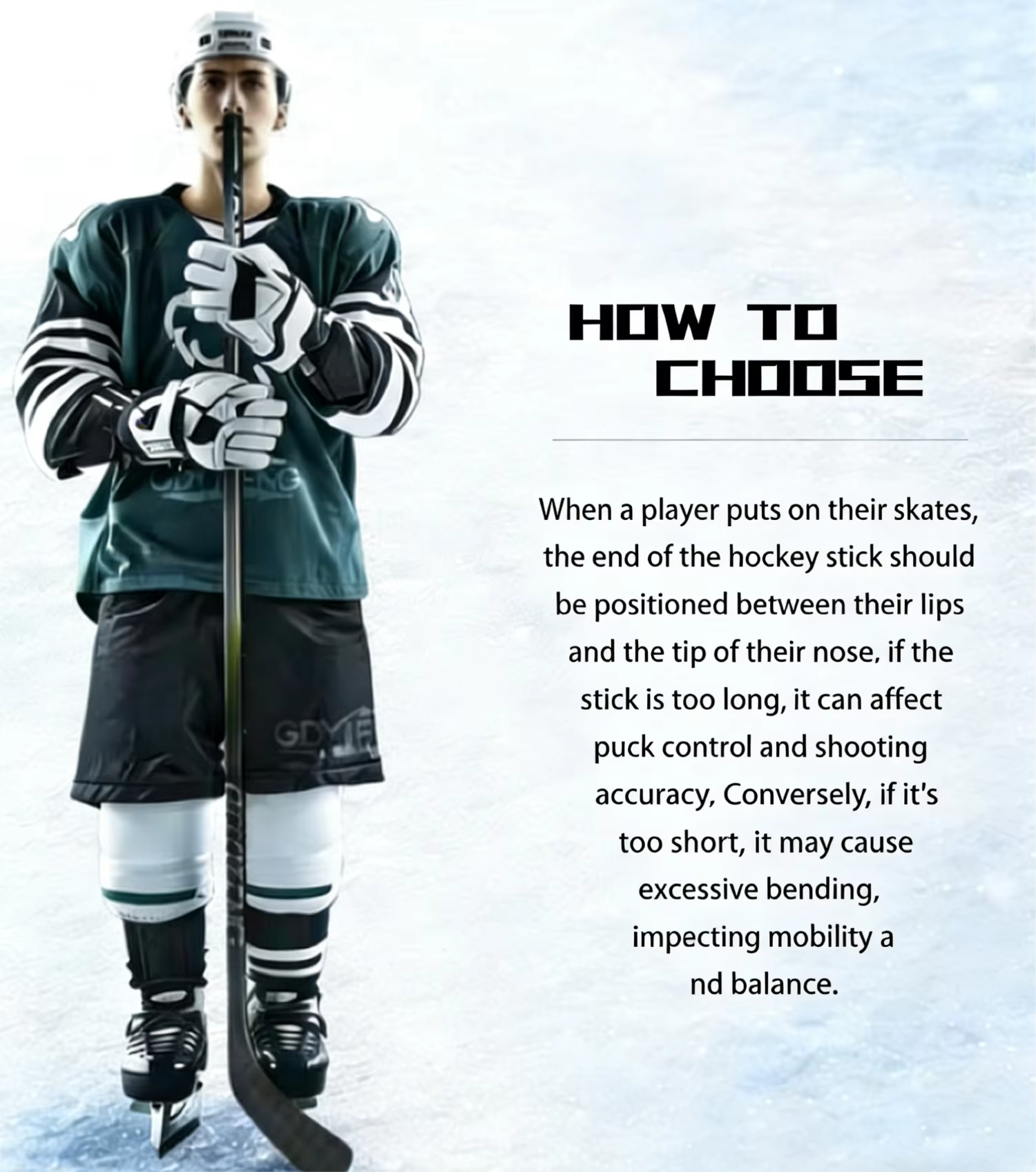 Carbon Fiber Ice Hockey Stick with Low Kick Point for Competition Standards
