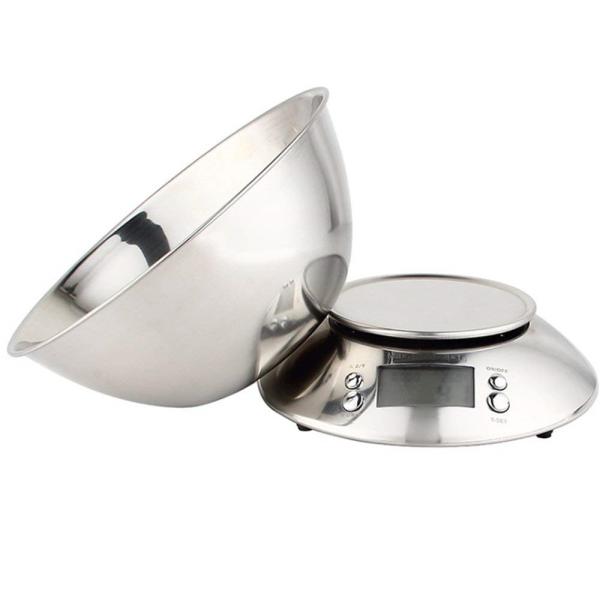 Balance de cuisine numérique multifonctionnelle 5 kg Balance électronique en acier inoxydable pour la pesée des aliments avec grand bol amovible