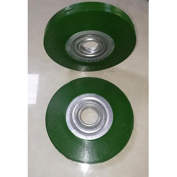 Green Encapsulated Rubber Wheel Brush Plastic Bonded 152mm For Cleaning Battery