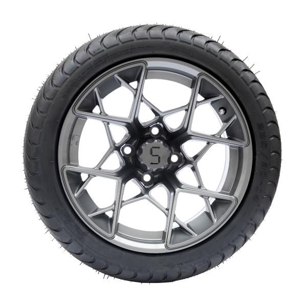 Gunmetal Finish 14 Inch Golf Cart Wheels And Tires 225/30-14 101.6 PCD 4x4 Bolt Pattern