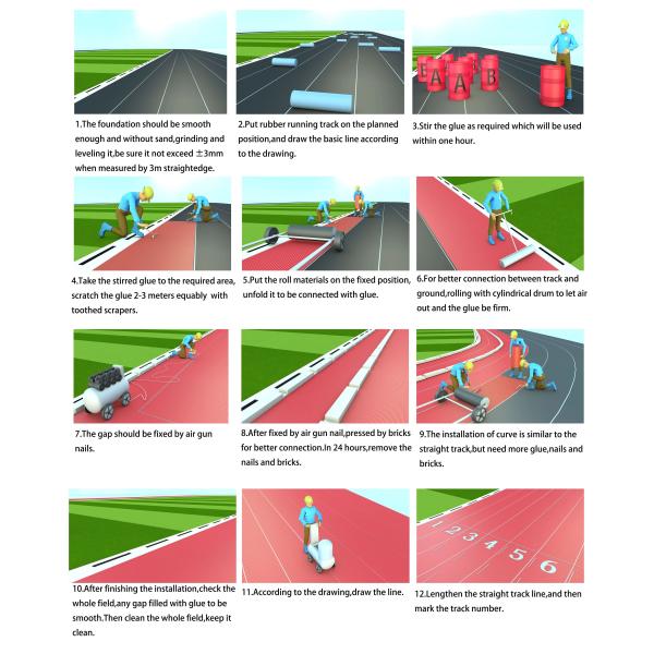Deportes de Eco del grueso de 9M M que suelan la pista de funcionamiento atlética llena de la PU de la buena llanura