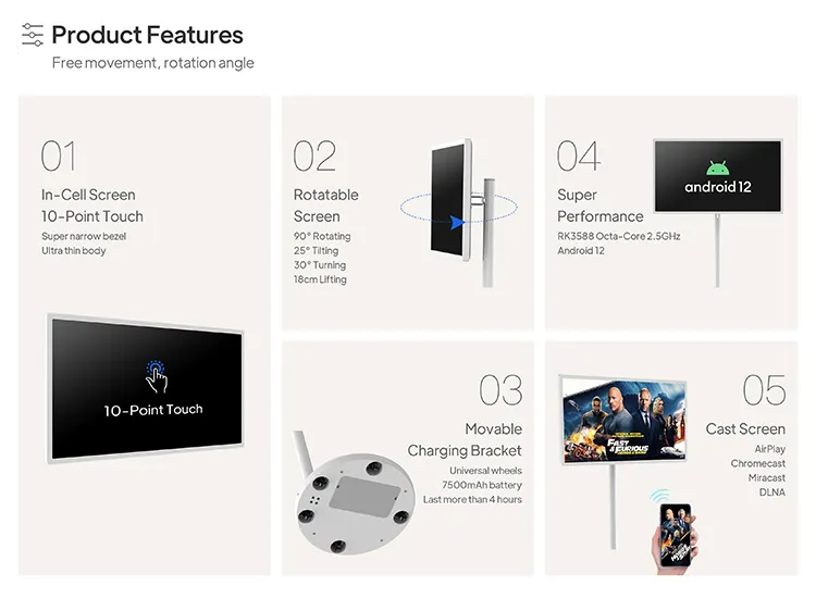 Android Stanbyme Monitor HD 21,5 дюймовый передвижной смарт-телевизор с сенсорным экраном для домашнего видеодисплея