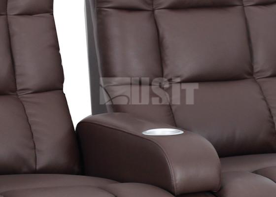 Assento bonde do VIP do teatro do sofá do Recliner do anti deslizamento feito sob encomenda com o suporte de copo de prata