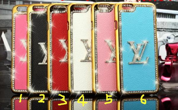Bling LV leather PC hard Diamond Case For iPhone 4 5s 6s plus SAMSUNG galaxy S6 S7 NOTE 3