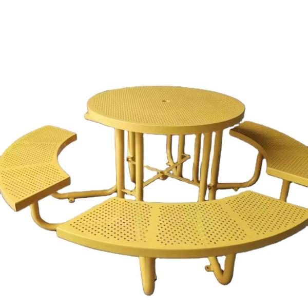 Stainless Steel Round Dining Table With Chair Leisure Wood Picnic Table Bench
