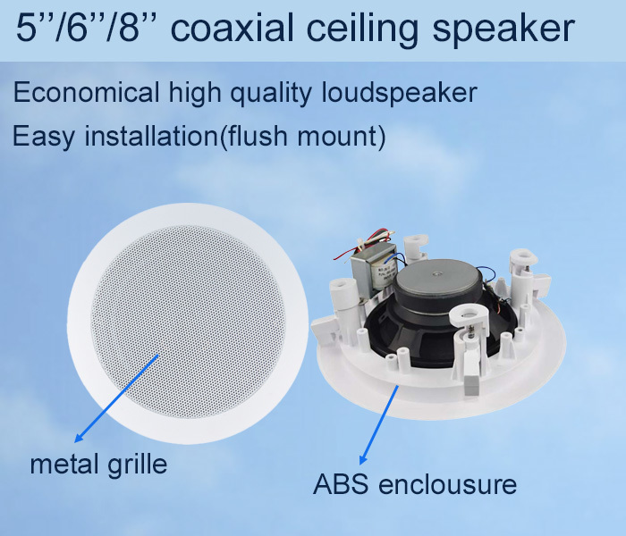 100V 6 Ceiling Speakers ABS Surround Sound Speakers Flush Mount