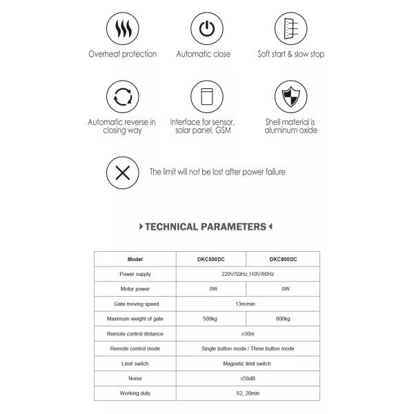 Gear Driven 800kg Sliding Gate Operator DC Motor Residential Automatic
