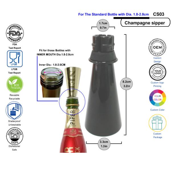 Reusable Plastic Silicone Prosecco Sippers Wine Champagne Bottle Sipper Pourer