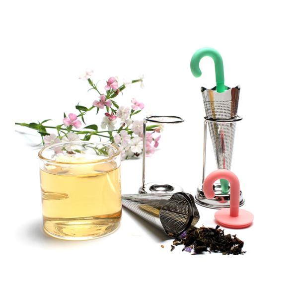 Stainless Steel 304 Umbrella Shape Silicone Tea Bag Strainer with Stand Coffee Tea Filter
